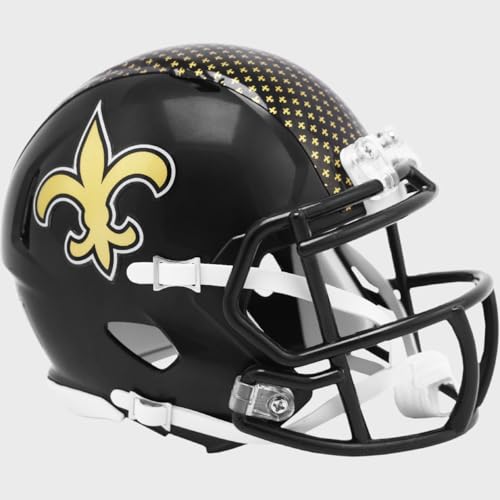 New Orleans Saints 2022 On Field Alternate Black Revolution Speed Mini Football Helmet - New in Riddell Box