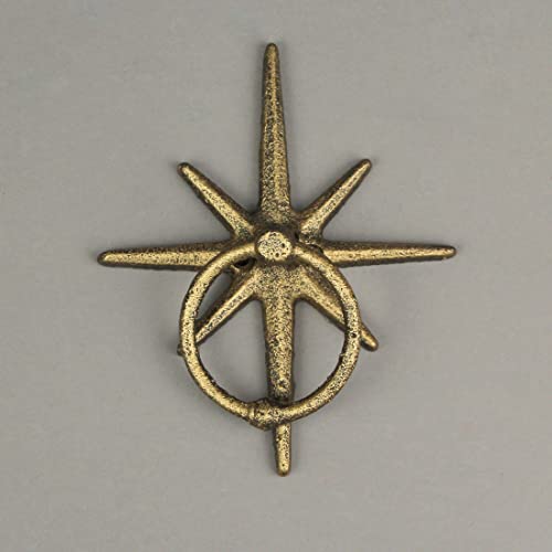 Zeckos DW71934 Timeless Splendor - Antique Gold Cast Iron Decorative Starburst Door Knocker thumb #3