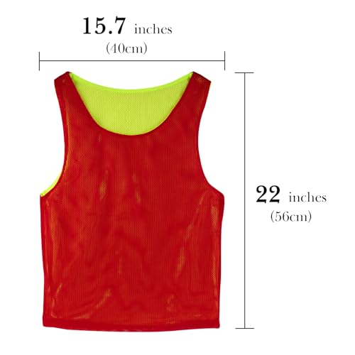 Linkidea Soccer Double Sided Scrimmage Team Vest for Children 6-12 Years Old, Team Reversible Pinnies for Sports & Practice, 2 Side Jerseys Fits Kid, Youth (12-Pack, Red & Green) - Image 3
