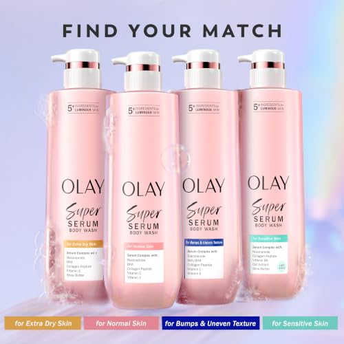 Olay Super Serum Body Wash for Rough & Bumpy Skin, 24hr Long Lasting Rich Hydration, 5+ Ingredient Complex for Bright, Even, Firm, & Luminous Skin, with Collagen Peptide, BHA/AHA & Vitamin C, 20 fl oz - image 9