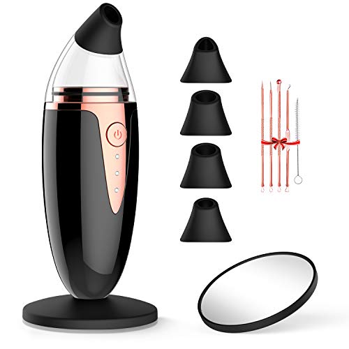 Preisvergleich Produktbild Mitesserentferner Porenreiniger Vakuumsauger Entferner,2020 Silikon Aufsätze Gesichtsreinigung, USB Aufladbar Porensauger Mitesser Sauger,Pickelsauger,Akne / Pickel / Komedone / Blackhead Remover(Schwarz)