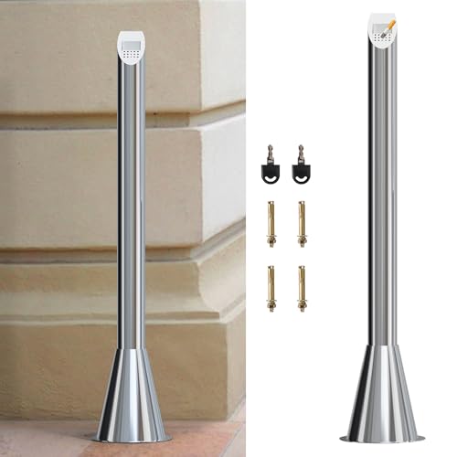 Image of AIWFL Stainless Steel Butt Receptacle Disposal Outdoor Floor Standing Ash Bin Commercial Trash Can for Homes Offices Restaurants Bars Convenience Stores