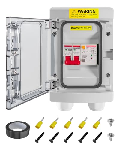 SPA Panel Disconnect GFCI Switch 50A Circuit Breaker Box with Surge Protection IP66 Weatherproof Circuit Breaker Disconnect GFCI Switch for Hot Tub Not Compatible with 4-Wire