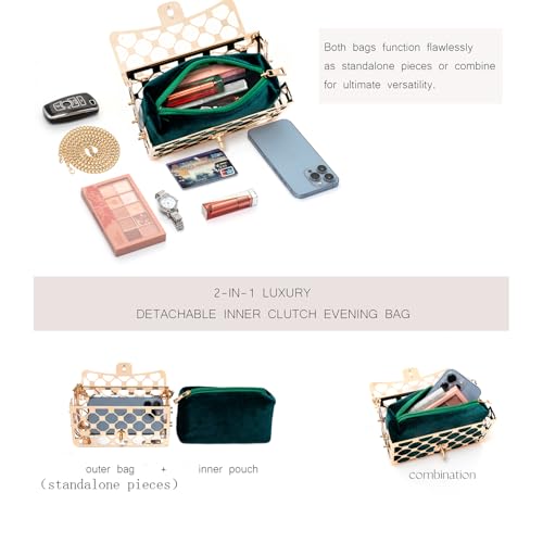 Image of CARIEDO Women Evening Bag Elegant Clutch Purse Exquisite Velvet Metal Hollow out Handbags Prom Wedding Party
