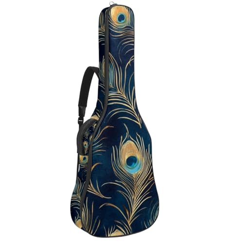 Sac à dos guitare étanche 109 cm à poches et sangles motif paon