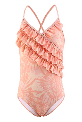 HowJoJo Big Girls One Piece Swimsuits Tye Dye Ruffle Bathing Suit Size 14/12-14