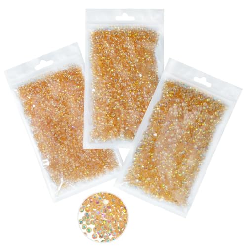 qiipii 16000PCS Light Champagne AB Resin Rhinestones for Crafting 3mm 4mm 5mm Jelly Stones Bulk SS10 SS16 SS20 Diamonds Crystals Gems Charms for Nails Face Eyes Makeup Tumblers Bottles Crafts Clothes