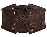 GRACE KARIN Women's Elastic Wide Waist Belt Renaissance Pirate Corset Cinch Belt Cosplay Costume with Press Button Coffee L