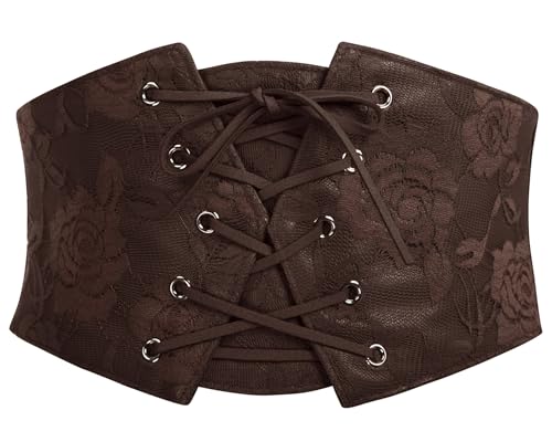 Renaissance Corset Belt for Women – Elastic Wide Waist Corset in Dark Coffee – Size S