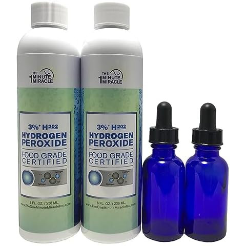 3% H2o2 Hydrogen Peroxide Food Grade Certified - 2 8 oz Bottles - 11 Drops of Our 3% Equal 3 Drops of 35% - Recommended by: The One Minute Cure Book Cover