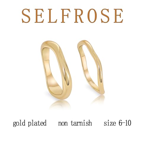 Gold Rings for Women,Dainty Ring Set 14K Gold Plated Thumb Rings Non Tarnish Chunky Size 6-10 Gold Jewelry Gifts for Women4