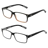 Foster Grant Men's Rowan 2-Pack Square Reading Glasses, Black- Brown Fade, Black, 37.5 mm, 2 Diopters
