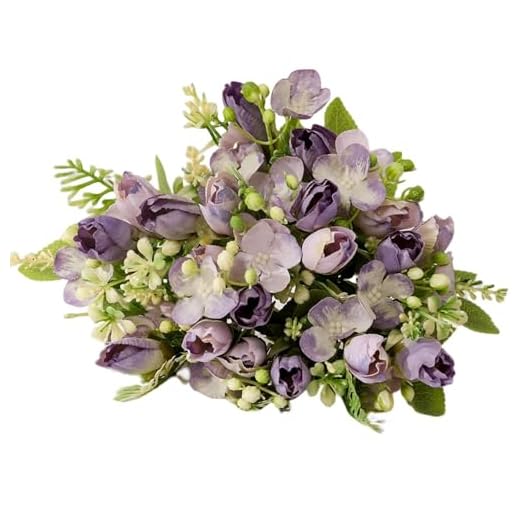 Tainrunse Ramo decorativo de flores artificiales de fácil cuidado, no marchitas, decoración de tulipanes simulados, decoración del hogar, color morado