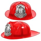 HOODANCOS Adult Firefighter Helmet 2pcs Fireman Hats Kids Firefighter Hat Adult Fireman Costume Helmet Red Fire Chief Helmets Hard Plastic Hat for Firefighter Party Costume