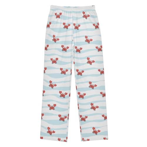 Crab with Love Boys Long Pants Soft Trousers Elastic Waist Kids Lounge Bottoms with Pockets S-XL