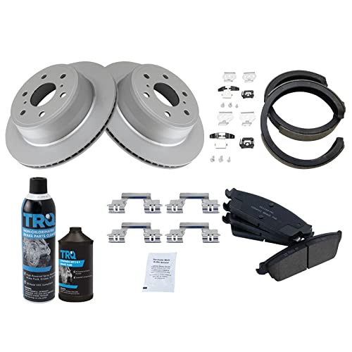 Image of TRQ Rear Brake Pad & Rotor Kit Premium G-Coated Ceramic Compatible with 07-10 Cadillac 07-14 Chevrolet 07-13 GMC