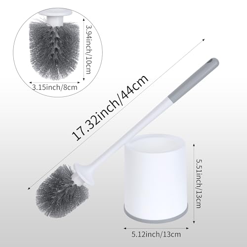 Image of Toilet Brush and Holder Set, Household Essentials, Suspendable Toilet Bowl Brush with Soft Bristle Round Head Bathroom Decor 3 Pack White