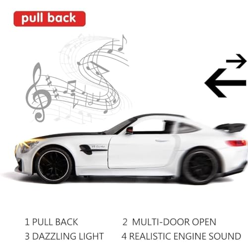 Image of Mercedes Benz AMG GTR 1:32 Model Car Exclusive Alloy Metal Pull Back Die-cast Car Diecast Metal Pullback Toy car with Openable Doors & Light Music Best Gifts Toys Kids【Colors as Per Stock】