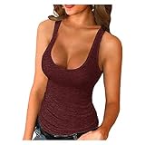 Top type: gilet Tide brand tribe Gilet pour Femmes Low Cut U-Col Sports Slim Slim Gymnase sans Manches Courir Gilet Mesdames Sexy Fit Taille Gilet (Couleur : Rouge, Taille : M)