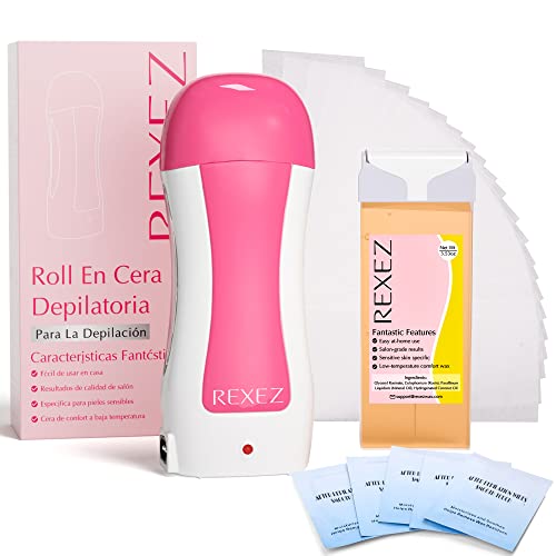 Honey Roll On Wax Kit for Hair Removal, IREXEZ Soft Wax Roller Roll On Wax Warmer for Brazilian Wax, 3.53 Ounce Soft Wax Cartridge