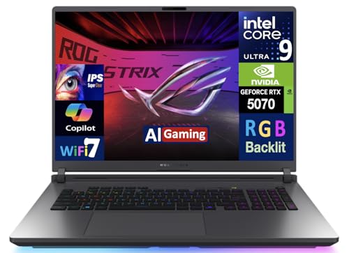 Image of ASUS ROG Strix AI Gaming Laptop 18 inch 240Hz IPS WQXGA Display (Intel Ultra 9-275HX, GeForce RTX 5070 8GB, 32GB DDR5, 1TB SSD, RGB KB, Thunderbolt 4, WiFi 7, Webcam, Win 11 Home) w /USB-C Dock