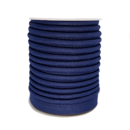 TEXTEX = Vivo al Bies para Proyectos de Costura, Decoración y Manualidades. Composición 50% Algodón y 50% Poliéster. Ancho Total 15mm, Cordón 5mm y Solapa 10mm. Carrete 10 Metros - (Azul Marino)