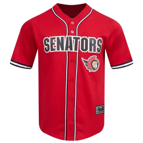 Pro Standard Mens NHL Ottawa Senators MESH Button Down MESH TOP RED/Black M