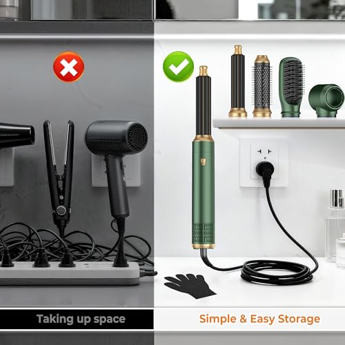 Image of Blow Dryer Brush Set 5 in 1, Hot Air Styler Negative Ionic Low-Temp Hair Care Air Curling Wrap, Round Brush Dryer & Curling Iron for Dry Volumize Straight Curl, 100-120V