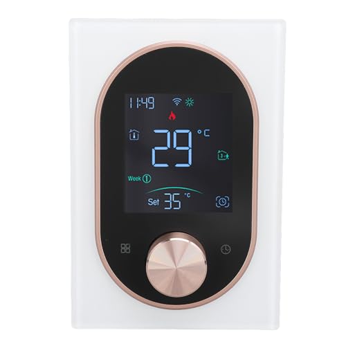 Termostato Inteligente: Termostato de Calefacción de Agua Inteligente con LCD Color, Control de Perillas Programables y Pantalla Táctil, Sistemas de 95V 240V, Compatibles con la Ap (Modelo Normal)