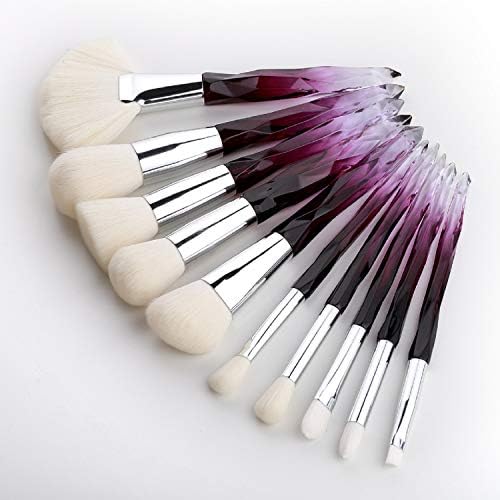 Kingtree Crystal Makeup Brush Set, 10PCS Professional Makeup Brushes Premium Synthetic Bristles Foundation Blush Concealer Eyeshadow Eyeliner Make Up Brushes for Women & Girls