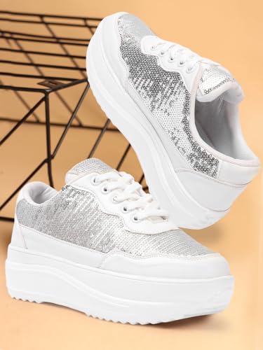 Image of Vendoz Women Casual High Heel Sneakers I Cushioned Insole I All Day Comfortable I Lightweight and Stylish Shoes for Girls CNV4026
