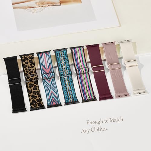 Image of 8 Pack Stretchy Solo Loop Band Compatible with Apple Watch Bands Women Men