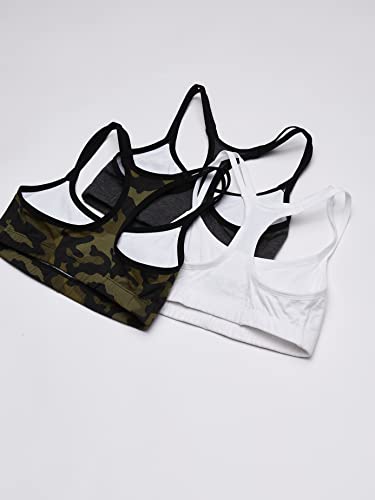 Fruit Of The Loom Women's Adjustable Shirred Front Racerback Sports Bra, Camo/White/Charcoal With Black, 36 #TOP2