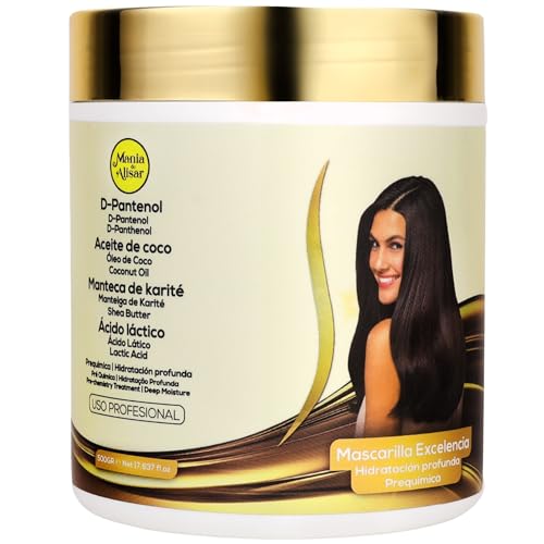 Mascarilla Hidratación Profunda Mania de Alisar para todo tipo de pelo Con D-Pantenol, Aceite de Coco, Aceite Karité y Ácido Láctico 500g