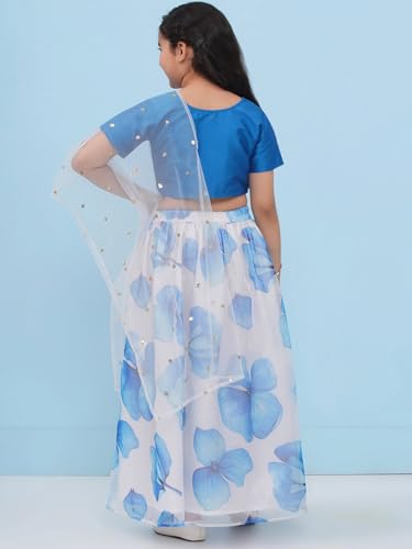 Image of AJ DEZINES Kids Ethnic Wear Silk Blend Organza Floral Printed Lehenga Choli for Girls With Dupatta
