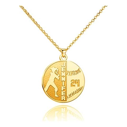 SexyMandala Baseball Necklace Number Pendant Name Necklace Personalized Custom Lucky Number Sports Pendant Jewlery Gift for Men Women Cover