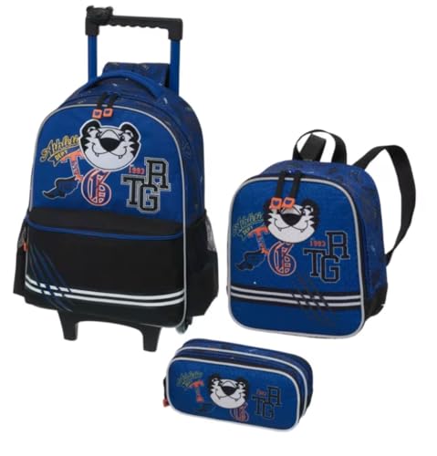 KIT ESCOLAR TIGOR T.TIGRE VARSITY: BOLSA CARRINHO SEM ALÇA, LANCHEIRA e ESTOJO DUPLO 100% ORIGINAL