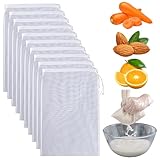 10 Stück Nussmilchbeutel Nylon Wiederverwendbar, 20 x 30cm Abseihtuch,Filtertuch,Filterbeutel Siebbeutel,Feinmaschiges Nylon Passiertuch,Nussmilchbeutel Zum Sieben Hochwertiges,fur Fruchtsaft,Kaffee