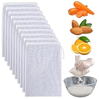 10 Stück Nussmilchbeutel Nylon Wiederverwendbar, 20 x 30cm Abseihtuch,Filtertuch,Filterbeutel Siebbeutel,Feinmaschiges Nylon Passiertuch,Nussmilchbeutel Zum Sieben Hochwertiges,fur Fruchtsaft,Kaffee