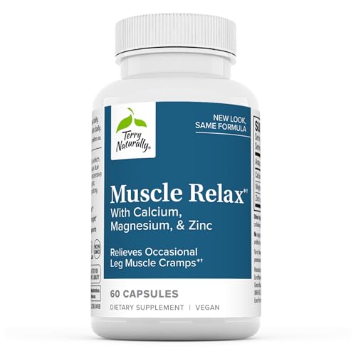 Terry Naturally Muscle Relax - 60 Capsules - with Calcium, Magnesium & Zinc - Non-GMO, Vegan, Gluten Free - 20 Servings