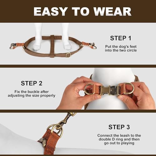 Image of Didog Step in Dog Harnes for Medium Dogs, Brown, M, Chest 19-28 inch