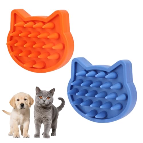 2 x weiche Gummi-Pflege- und Massagebürste für Katzen, Katzenpflegebürste, waschbare Haustierbürsten, entfernt Haarmatten, Verfilzungen und lose Haare