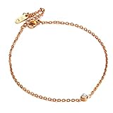 Kim Johanson Edelstahl Damen Fußkettchen *Leonie* in Silber, Gold & Roségold | Fußkette mit Zirkonia besetzt | Coin Fußband | Wasserfest | Frauen Boho Schmuck | Verstellbar inkl. Schmuckbeutel
