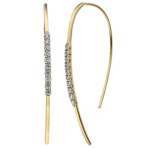 Jobo Damen-Ohrringe zum Durchziehen aus 925 Sterling Silber vergoldet mit 20 Zirkonia