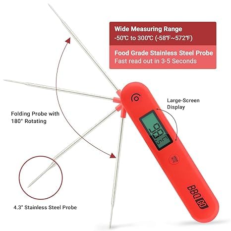 spancare_pharmaceuticals Digital Meat Thermometer, BG-HH1C Instant Read Cooking Food Thermometer with Foldable Probe.