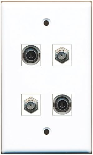 RiteAV - 2ポート 同軸ケーブル TV - Fタイプ 2ポート 3.5mm ウォールプレート