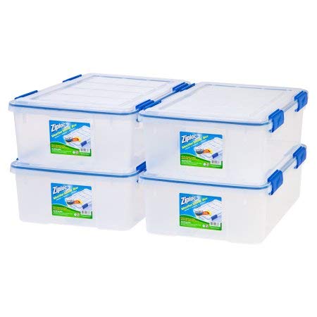 Ziploc 26.5 Qt./6.6 Gal. WeatherShield Storage Box, Clear -4 Boxes