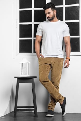 Image of BELANO Men Slim Fit Corduroy Cotton Stretch Chinos
