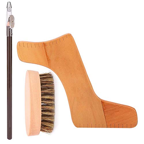Men Beard Shaping Tools Kit, Mustache Styling Template Pen Grooming Brush Mustache Care Tool for Men's Jaw Cheek, Neck Line