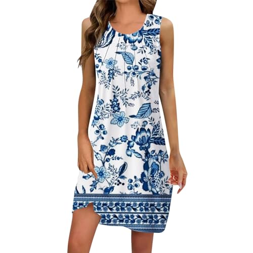 Robe d'été flottante au design fluide et col rond sans manches